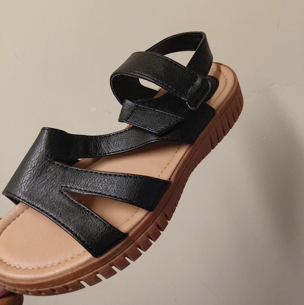 Eurosoft Women's Black Chunky Platform Comfortable Strappy Sandals Size 7 Wide - Picture 3 of 10